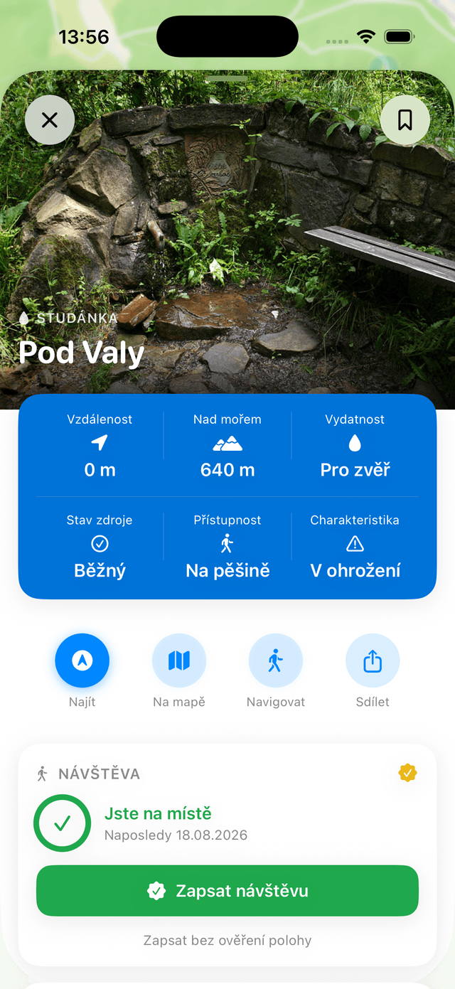 Detail místa — fotka a podrobnosti